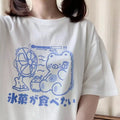 Sweet Bear Anime Cartoon Print Loose Short Sleeve T-shirt Top Summer Causal Goth Punk E-Girl Kawaii Korean Japanese Harajuku Streetwear