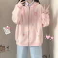 Pink Rabbit Print Oversized Hoodie
