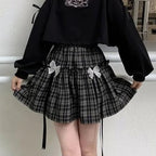 Black Plaid A-Line High Waist Mini Skirt