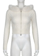 Furry Hoode Cropped Jacket
