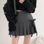 Grey Bow Double Layer Mini Skirt