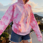 Cute Pastel Pink Tie Dye Rainbow Colorful Sweater Pullover Hoodie Sweatshirt E-Girl Kawaii Korean Japanese Harajuku Retro Streetwear Aesthetic