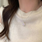 Pink Rhinestone Crystal Star Pendant Necklace