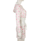 2PCS Rabbit Print Tracksuit Hoodie + Mini Skirt Set