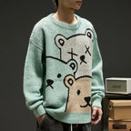 Cute Cartoon Bear Oversized Sweater Long Sleeve Knit Pullover Winter Aesthetic Casual E-Girl Kawaii Korean Japanese Harajuku