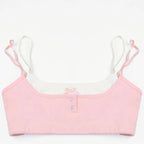 2PCS Pink Bow Spaghetti Strap Crop Top