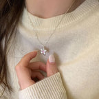 Pink Rhinestone Crystal Star Pendant Necklace