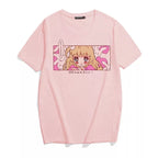 Cute Pink Anime Girl Cartoon Graphic Casual Short Sleeve Shirt Tee T-shirt E-Girl Kawaii Korean Japanese Harajuku Chinese Retro Streetwear Aesthetic