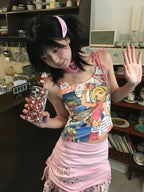 Anime Colorful Print Tank Top