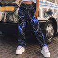 Cute Retro Vintage 90s Funky Lightning High Waisted Cargo Trousers Pants Colorful Print Aesthetic E-Girl Kawaii Korean Japanese Harajuku Streetwear