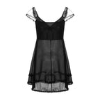 Black Vintage Lace Patchwork Mini Dress