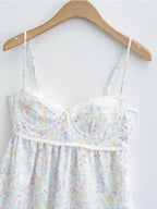 Floral Print Lace Trim Sling Dress
