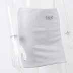 White Fluffy Metal Pendant Mini Skirt