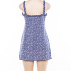 Cute Summer Fit Flare Sexy Flower Print Button Dress Kawaii Korean Japanese Harajuku Chinese Retro Streetwear Aesthetic Fashion