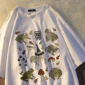 Cute Frog Magic Mushroom Witchcraft Print Short Sleeve T- Shirt Top Aesthetic Casual Summer E-Girl Kawaii Korean Japanese Harajuku