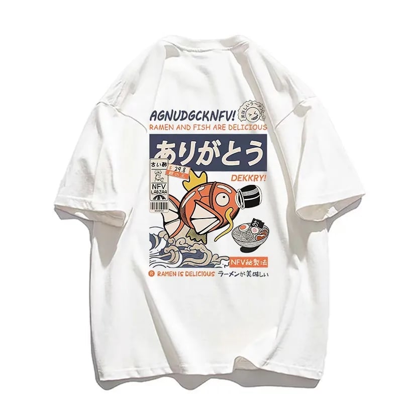 Japanese Fish Print Short Sleeve T-shirt