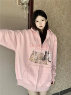 Kitten Print Zip Up Jacket