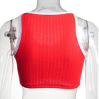 Red Patchwork Knit Tank Top