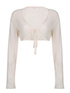 Y2K Crochet Long Sleeve Shrug