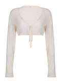 Y2K Crochet Long Sleeve Shrug