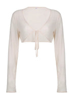 Y2K Crochet Long Sleeve Shrug