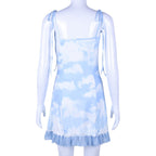 Cute Vintage Straped Mini Dress Bandage Ruffle Puff Elegant E-Girl Kawaii Korean Japanese Harajuku Chinese Retro Streetwear Aesthetic