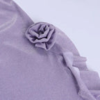 Purple Glitter Flower Frill Split Midi Dress