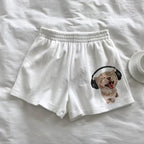 Cat Print Loose Gym Shorts