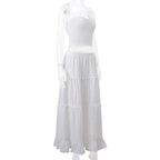 2PCS Strapless Tank Top + Pleated Long Skirt