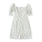 Cute Boho Tie Neck Floral Print Puff Sleeve Mini Dress Kawaii Korean Japanese Harajuku Chinese Retro Streetwear Aesthetic Fashion