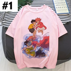 Cute Pink Ponyo Anime Cartoon Print Graphic Short Sleeve Shirt Top Summer Aesthetic Casual E-Girl Kawaii Korean Japanese Harajuku