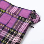 Purple Plaid Spring Summer High Waisted Pleated Skirt School Girl Skater Bottoms E-Girl Kawaii Korean Japanese Harajuku Streetwear
