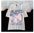 Rabbit Floral Print Short Sleeve T-shirt
