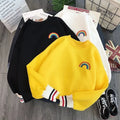 Cute Rainbow Embroidery Fleece Hoodie Sweater Sweatshirt Pullover 90s Oversized Long Sleeve E-Girl Kawaii Korean Japanese Harajuku Retro Streetwear