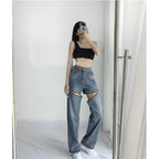 Zipper High Waist Denim Jeans