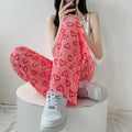 Pink Heart Print Trousers