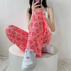 Pink Heart Print Trousers