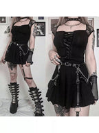Black Bandage Ribbon Bow Lace Crop Top