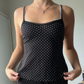 2PCS Polka Dot Lace Tank Top + Shorts