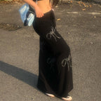 Black Bow A-Line Maxi Skirt