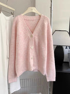 Pink V Neck Cardigan