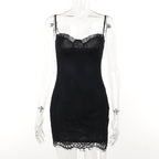 2PCS Lace Trim Bodycon Dress + Cardigan