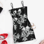 Cute Sexy Dragon Print Sleeveless Split Club Bodycon Mini Dress Party E-Girl Kawaii Korean Japanese Harajuku Chinese Retro Streetwear Aesthetic