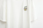 Cute Summer Banana Milk Drink Embroidery Yellow White Casual Short Sleeve Tee Shirt T-shirt Top E-Girl Kawaii Korean Japanese Harajuku Streetwear