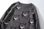 Genger Anime Cartoon Knit Loose Sweater Sweatshirt Long Sleeve Pullover Jumper Winter Goth Punk E-Girl Kawaii Korean Japanese Harajuku Streetwear