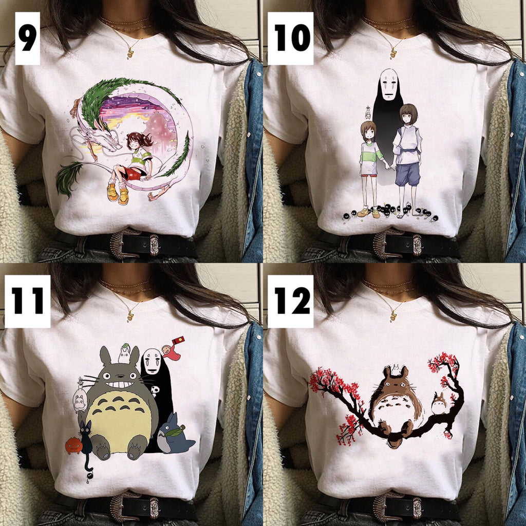 Japanese Anime Cartoon Print Loose Casual Short Sleeve Shirt T-shirt