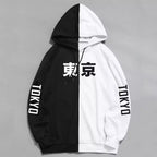 Patchwork Tokyo City Contrast Print Long Sleeve Hoodie Sweater Sweatshirt Pullover E-Girl Kawaii Korean Japanese Harajuku Streetwear