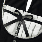 Vintage Bow Ruffle Patchwork Short Sleeve Shirt