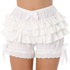 White Frilly Lace Ruffle Bloomer Shorts
