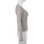 Grey Ribbed 2PCS Long Sleeve Shirt